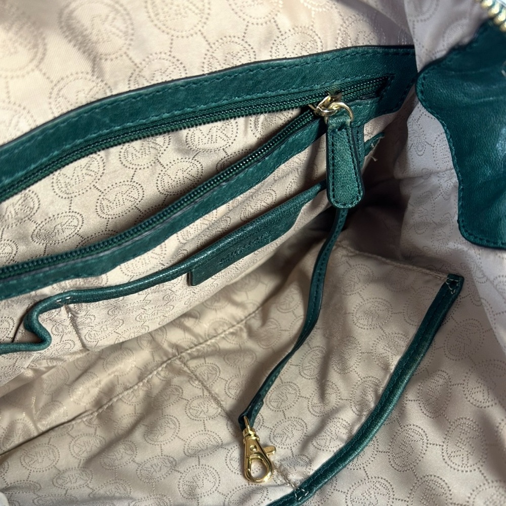 Michael Kors Uptown Astor studded leather satchel bag in hunter green Circa 2004 - Picture 6 of 8